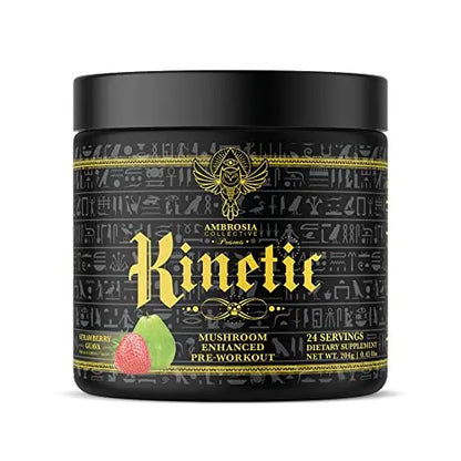Ambrosia Kinetic Organic Preworkout, Mushroom Enhanced Natural Pre Workout Supplement Ambrosia