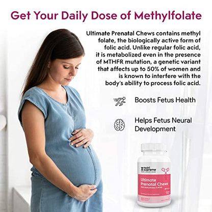 Nutri Supreme Prenatal Vitamin, Chewable Prenatal Vitamins for Women NUTRI-SUPREME RESEARCH