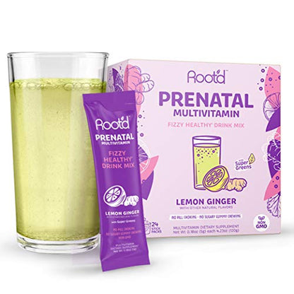 Rootd - Powder Prenatal Vitamin - Pregnancy Multivitamin with 25 Vitamins & Minerals A, C, D, E Root'd