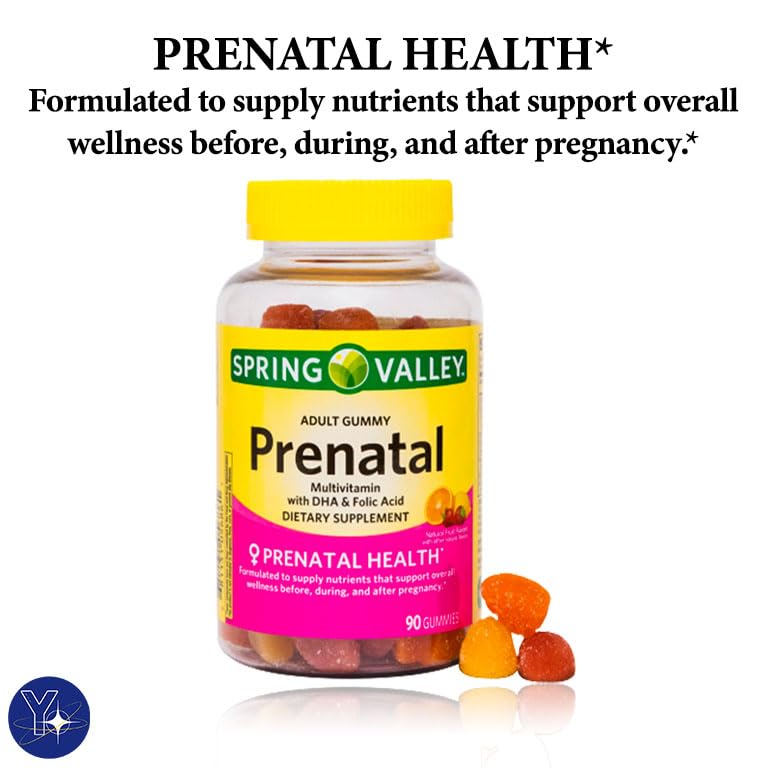 Prenatal Multivitamin Spring Valley Gummies with DHA and Folic Acid, 90 Count YOLOMOLO