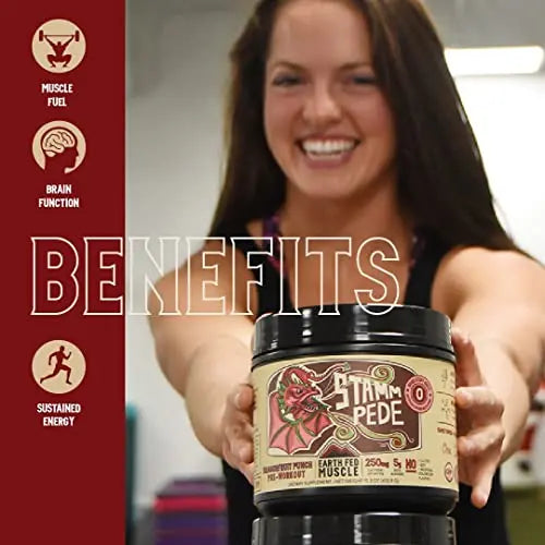 Earth Fed Muscle Stammpede DragoFruit Punch Pre Workout, 30 Servings, Boost Energy Earth Fed Muscle