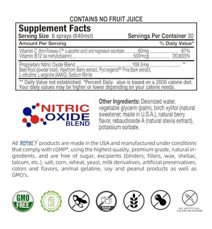 Spray For Life Nitric Oxide Blend Spray Supplements, Sublingual Nitric Booster Support Spray For Life