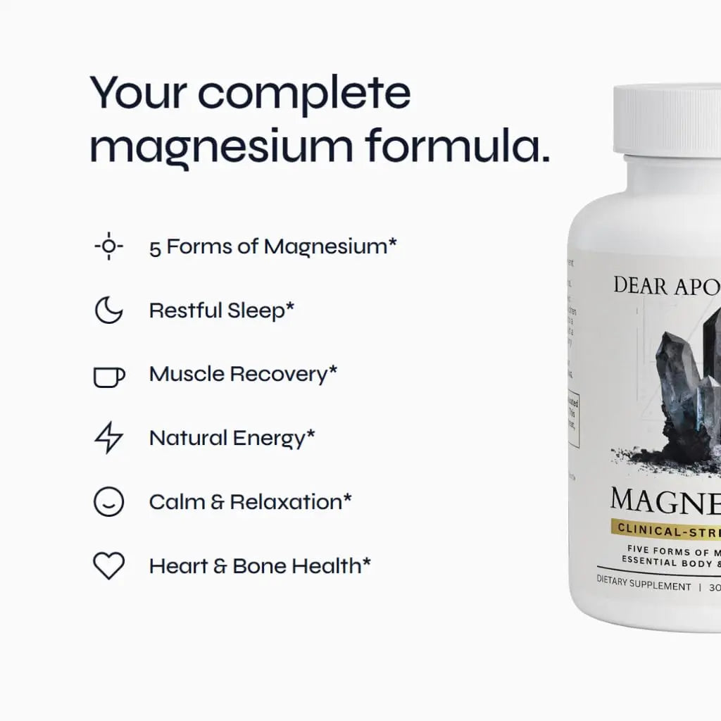Magnesium Complex Supplement - 5 Forms Citrate Glycinate Malate Oxide Aquamin - Multi Magnesium Blend - High Absorption Chelated - Essential Mineral - Non-GMO Gluten-Free - 60 Capsules Dear Apothecary buy supplements Au