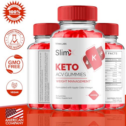(2 Pack) SlimX Keto ACV Gummies, SlimX Keto ACV Advanced Weight Loss 1000MG Apple Titan Labs