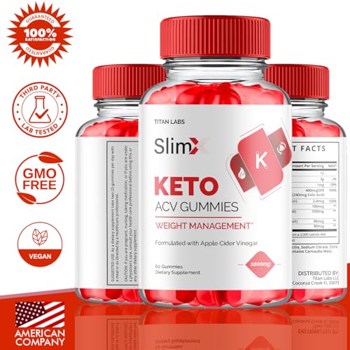 (3 Pack) SlimX Keto ACV Gummies, SlimX Keto ACV Advanced Weight Loss 1000MG Apple Titan Labs
