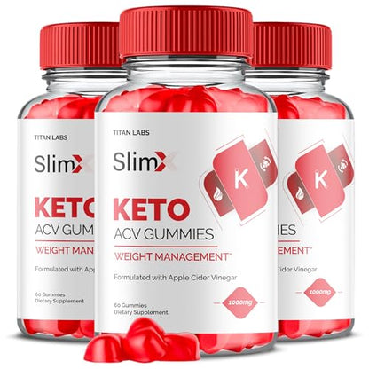 (3 Pack) SlimX Keto ACV Gummies, SlimX Keto ACV Advanced Weight Loss 1000MG Apple Titan Labs