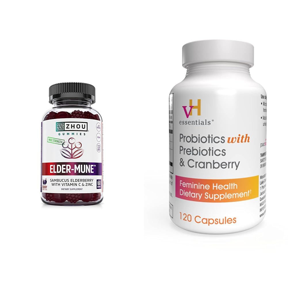 Zhou Nutrition Elder-Mune Sambucus Elderberry Gummies with Zinc and Vitamin C & vH Zhou Nutrition