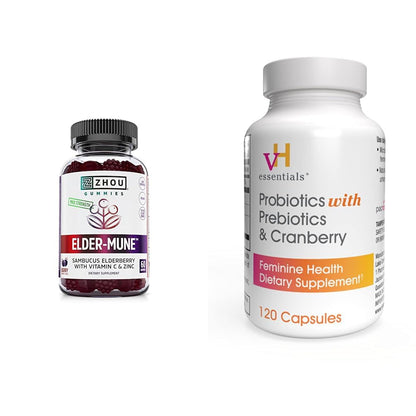 Zhou Nutrition Elder-Mune Sambucus Elderberry Gummies with Zinc and Vitamin C & vH Zhou Nutrition