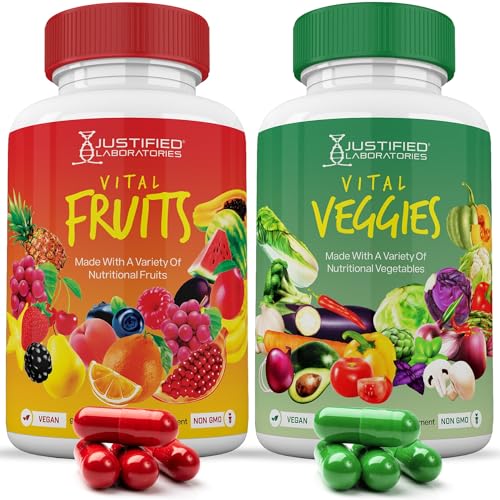 (Set of 2) Vital Fruits and Veggies Supplement Red & Green Superfoods Whole Food Justified Laboratories