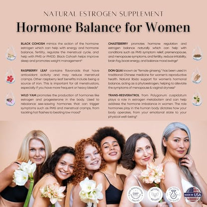 Womens Hormone Balance Supplement for Mood Swings, Hot Flashes Menopause Relief HERBAL HOT