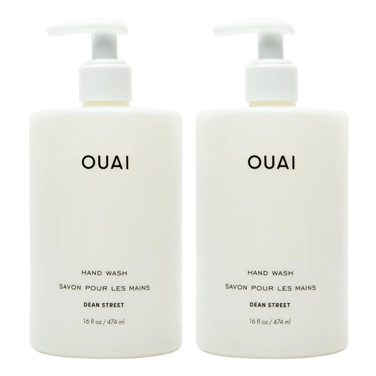 OUAI Hand Wash Full Size, Dean Street - Liquid Hand Soap with Jojoba, Avocado, & Rose Hip Oil for Replenished Skin - Gentle Exfoliating Kitchen & Bathroom Soap - (2 Pack, 16 Fl Oz Each) OUAIBuy Supplements Australia
