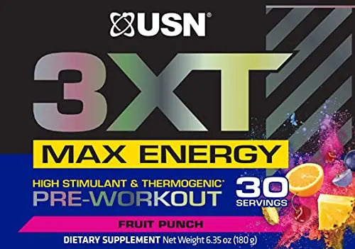 USN 3XT Max Pre-Workout Supplement Drink Mix Powder for Energy, Endurance and Pump USN