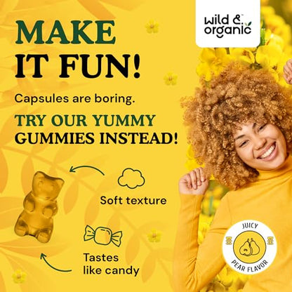 Wild & Organic Mullein Gummies - Daily Dietary Supplement for Respiratory, Digestive Wild & Organic