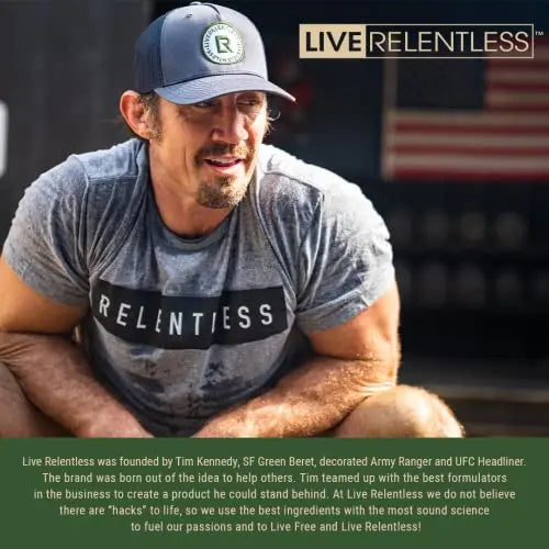 Live Relentless by Tim Kennedy, Drive Pre-Workout, Merica's Strawlemon, 30 Servings Live Relentless