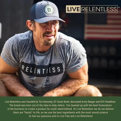 Live Relentless by Tim Kennedy, Drive Pre-Workout, Merica's Strawlemon, 30 Servings Live Relentless