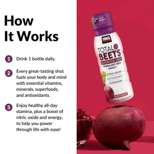 Force Factor Total Beets Superfood Shots for Healthy All-Day Stamina, Energy Drink Alternative Force Factor
