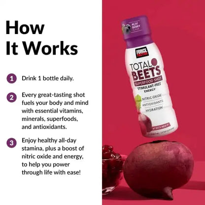 Force Factor Total Beets Superfood Shots for Healthy All-Day Stamina, Energy Drink Alternative Force Factor