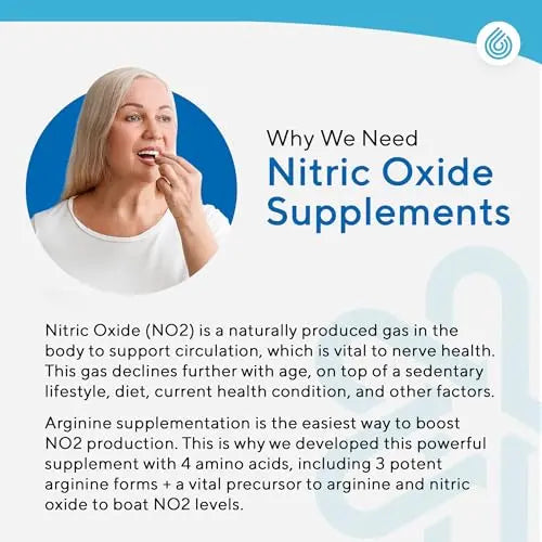 NERVE RENEW Nitric Oxide Booster - Nitric Oxide Supplement with L Arginine Hydrochloride NERVE RENEW