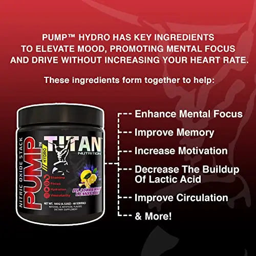 Pump- Nitric Oxide Boosting Stack Stim Free: Loaded with Citruline Malate for Maximum Titan Nutrition