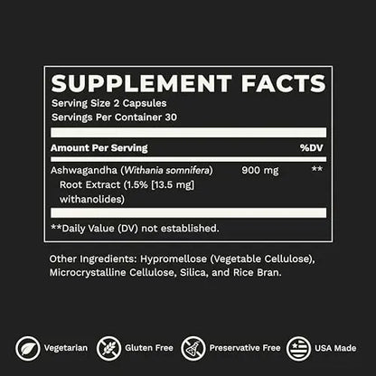 LifeSeasons Essentials Ashwagandha - Stress & Sleep Support Supplement - Calm & Focused Mind - Improves Athletic Performance & Brain Function - 900mg per 2 Capsules - 60 Capsules LifeSeasons buy supplements Au