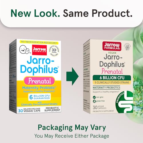 Jarrow Formulas, Jarro-Dophilus Prenatal Veggie Capsules, 6 Billion CFU, 30 Count (Pack of 12) Jarrow Formulas