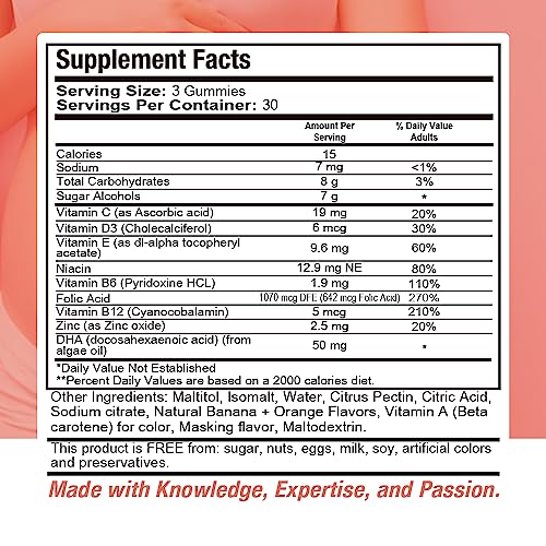 Health Dose Prenatal & Postnatal Vitamins for Pregnant and Lactating Women, DHA & Folic Acid Health Dose