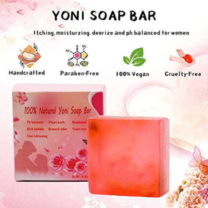 Yoni Soap Bars Vaginal Wash & Natural Yoni Oil Set Of 3, Ph Balance Eliminates Odor for Women Wovarkie