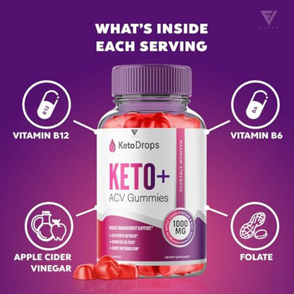 (5 Pack) Keto Drops ACV Gummies, Ketodrops Keto ACV Gummies Advanced Weight Loss Fyvus