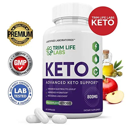 (2 Pack) Trim Life Labs Keto Pills Includes Apple Cider Vinegar Patented goBHB Justified Laboratories