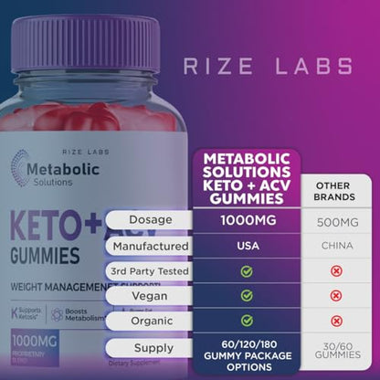 (2 Pack) Metabolic Solutions Keto ACV Gummies, Metabolic Solutions Keto+ACV Gummies rize labs