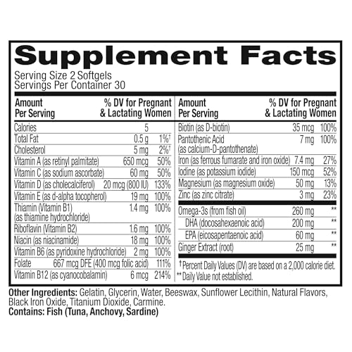 OLLY Ultra Strength Prenatal Multivitamin Softgels, Supports Healthy Growth, Brain Developmentment OLLY