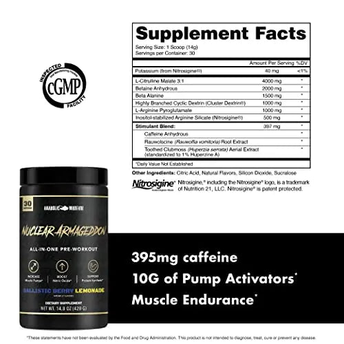 Anabolic Warfare Nuclear Armageddon Pre Workout Powder Pre-Workout for Men Anabolic Warfare