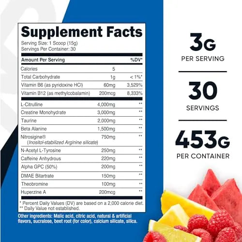 Nutricost Pre-C Pre-Workout Complex with Creatine (Fruit Punch | 30 Servings) Powder Nutricost