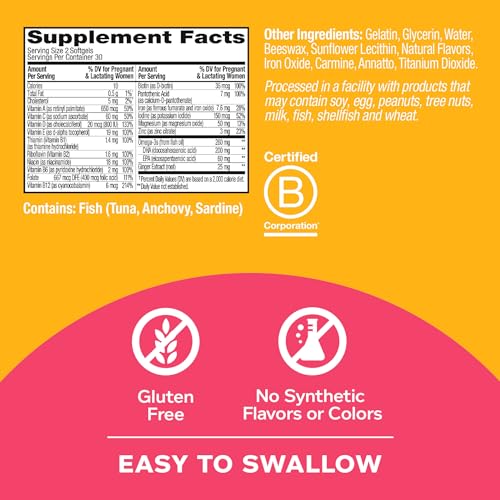 OLLY Ultra Strength Prenatal Multivitamin Softgels, Supports Healthy Growth, Brain Developmentment OLLY