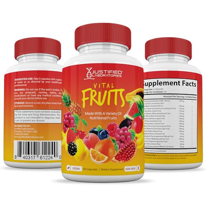 (4 Pack) Vital Fruits and Veggies Supplement Whole Food Red & Green Superfoods Justified Laboratories