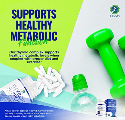 1 Body Thyroid Support Supplement with Iodine - Energy & Focus Support 1 Body