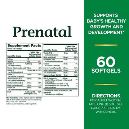 Nature's Bounty Prenatal Multivitamin, Supports Baby's Healthy Growth and Development Nature's Bounty