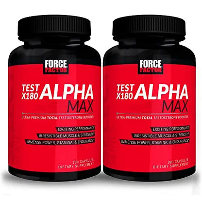 FORCE FACTOR Test X180 Alpha Max, 2-Pack, Total Testosterone and Nitric Oxide Booster Force Factor