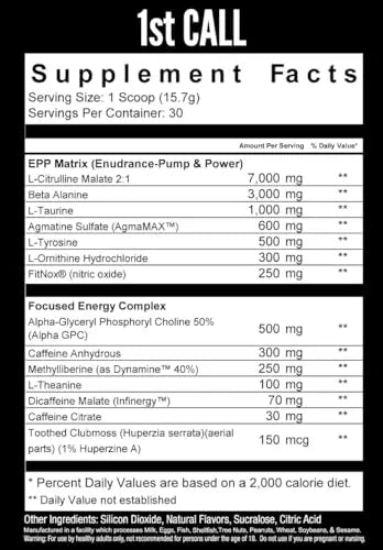 DownRange Supplements 1st Call Pre Workout Powder, Preworkout for Men and Women DownRange Supplements