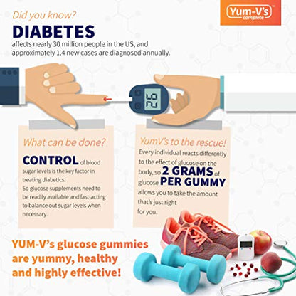 YumVs Complete Glucose Gummies, Raspberry Flavor, (60 Ct); Chewable YUM-V'S