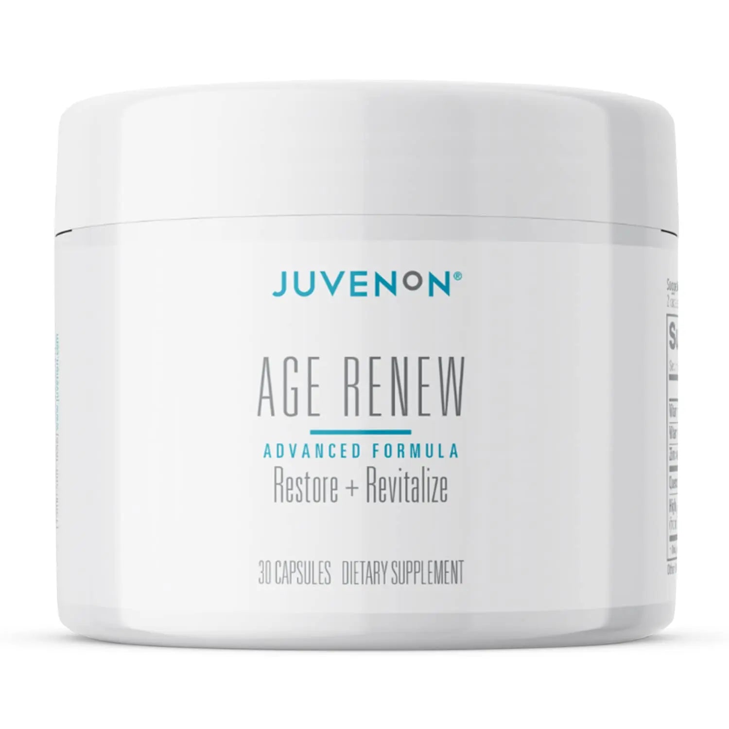 Juvenon Age Renew supplement jar on a white background