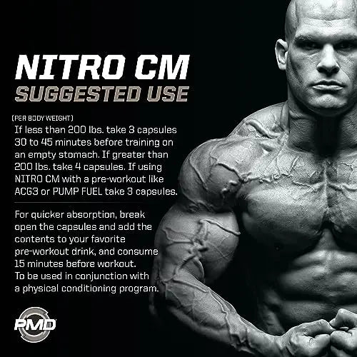 PMD Sports Nitro cm - Nitric Oxide with Agmatine Pre Workout Supplement - Muscle PMD