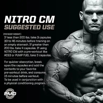 PMD Sports Nitro cm - Nitric Oxide with Agmatine Pre Workout Supplement - Muscle PMD
