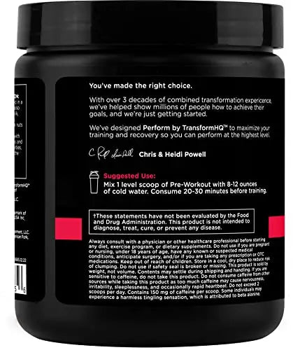 TransformHQ Pre-Workout 28 Servings - Perform - Gluten Free, Non-GMO (Blue Raspberry) TransformHQ