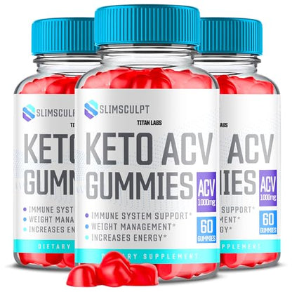 (3 Pack) Slimsculpt Keto ACV Gummies, Slim Sculpt Keto ACV Gummies Advanced Weight Loss 1000MG Titan Labs