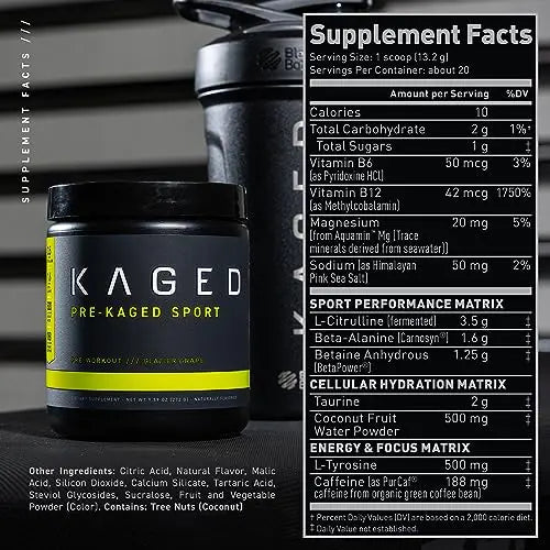 Kaged Pre Sport & Creatine Monohydrate Bundle | Glacier Grape Pre + Unflavored Creatine Kaged