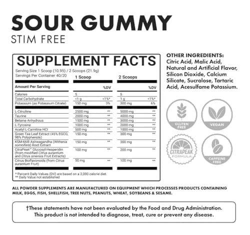 BOWMAR NUTRITION Non Stimulant Pre Workout, Pre Workout Powder, Pump Supplement BOWMAR NUTRITION