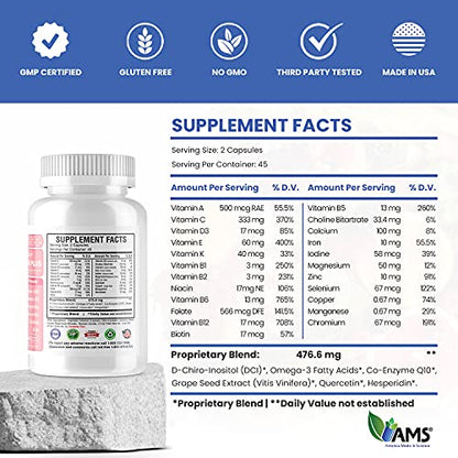 America Medic & Science Preconception Plus (90 Capsules) Conception and Fertility Supplement America Medic & Science
