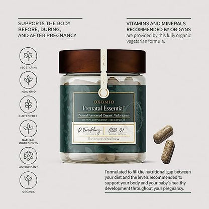 OXOMIO - Prenatal Essential - Prenatal Fermented Organic Multivitamin Higher bioavailability OXOMIO